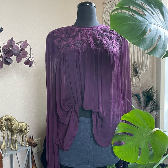 SOLD | Free People Retro Sheer Blouse in Dark Purple - SOLD - Picture 9 of 16
